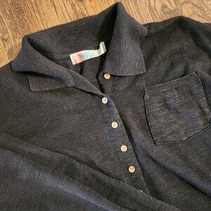 FP Beach Free People Cotton Linen blend button up collared sweater cardigan XS